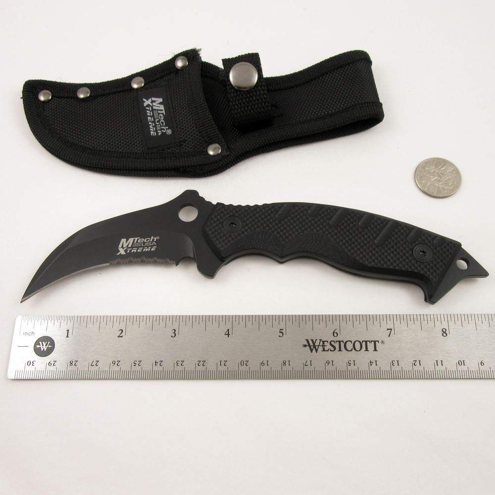 MTECH Black Hawk Combat Hunting Tactical Knife - Sharp Military Fixed Blade with Serrated Edge - Perfect for Outdoor Survival, Camping & Self Defense