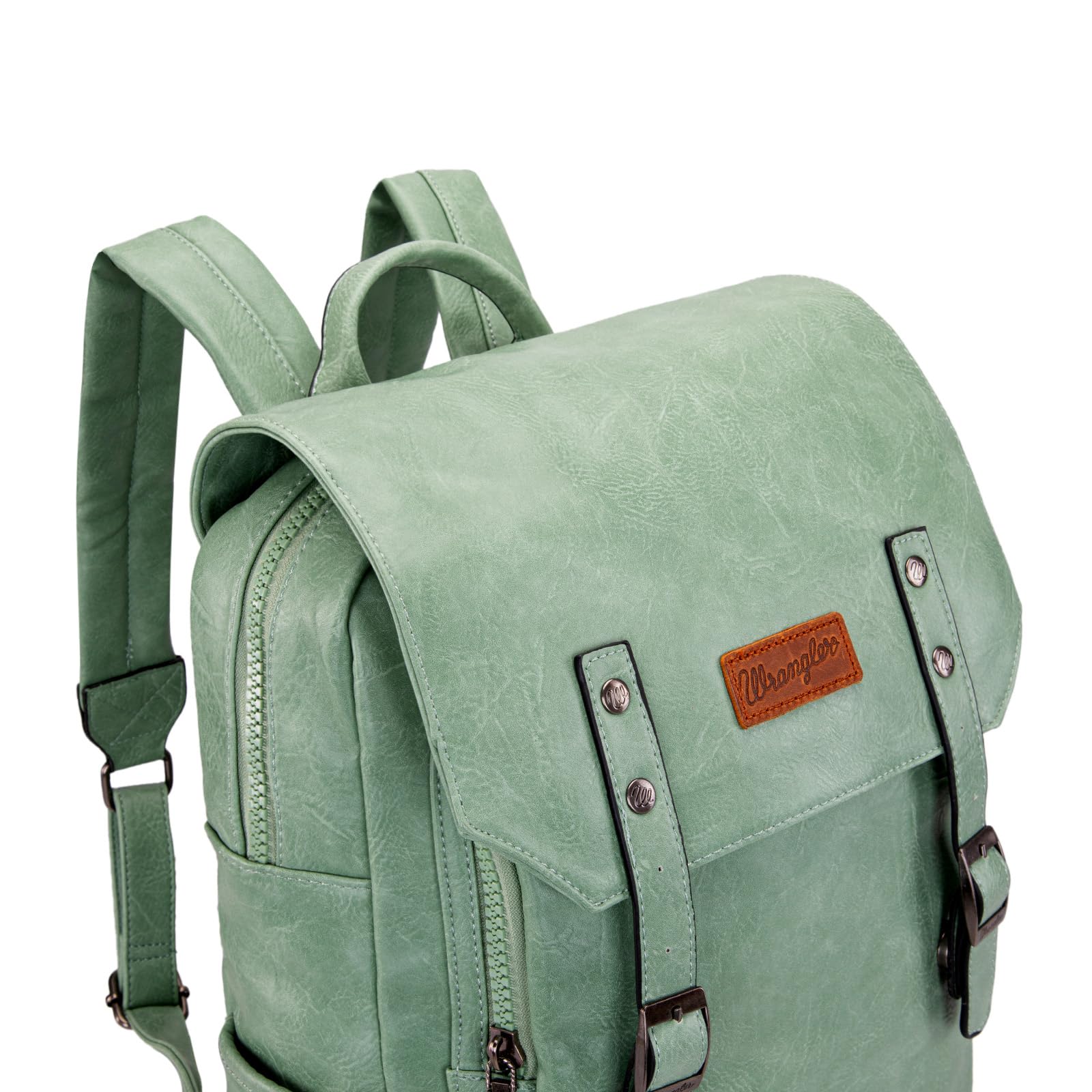 Montana West & Wrangler Women's Leather Laptop Backpack - Stylish Unisex Fashion Backpack for Work, School & Travel - Durable Leather Computer Bag for Professionals & Students
