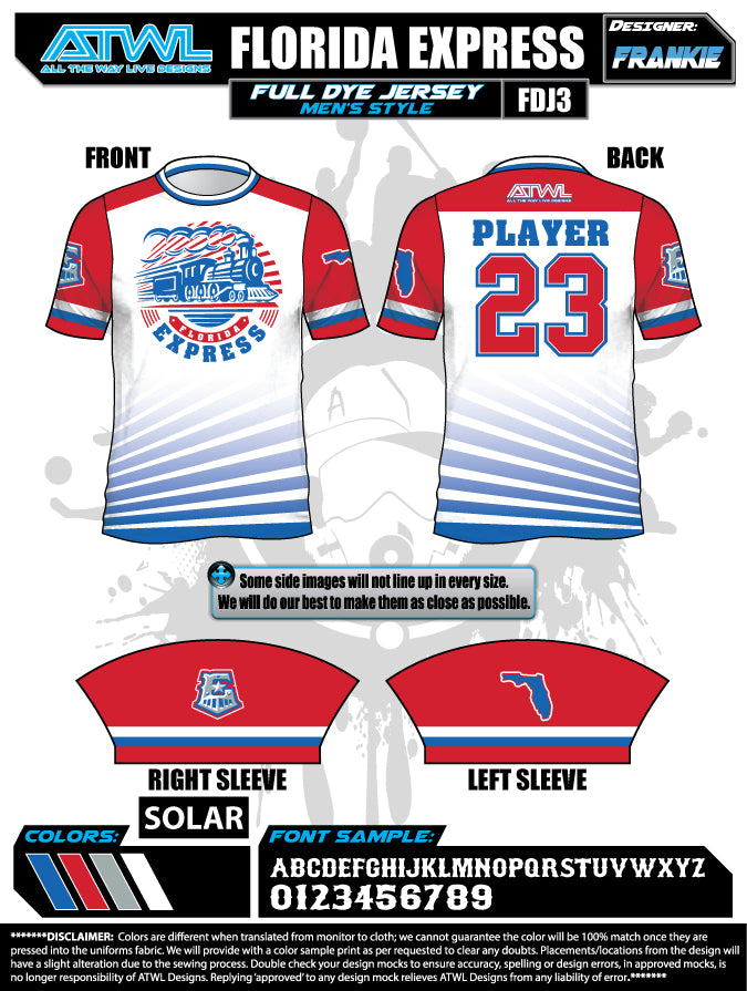 Florida Express Men's Full Dye Performance Jersey - Breathable & Moisture-Wicking for Running, Gym & Outdoor Sports