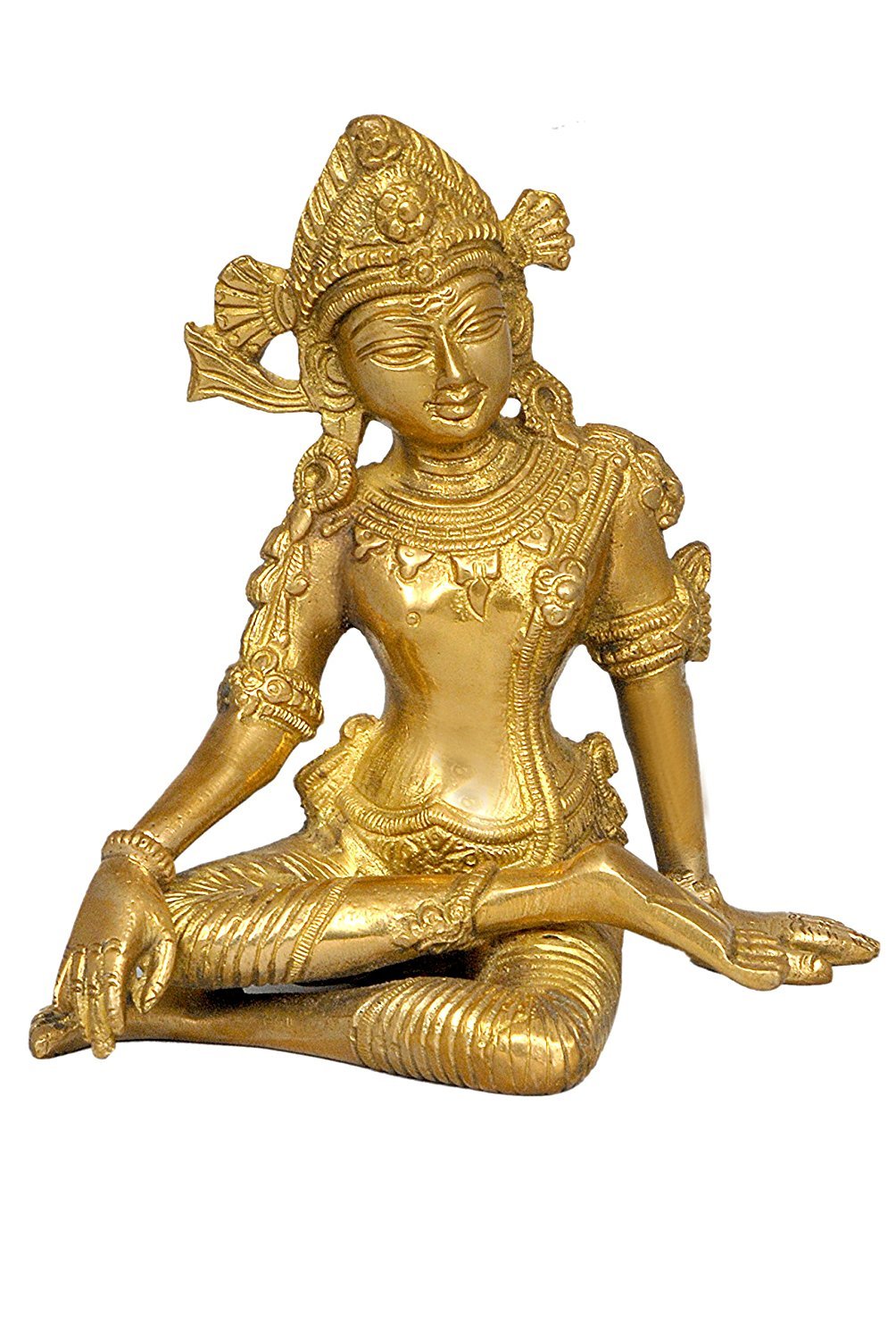 Purpledip Sitting Posture Indra Statue - Rain God Vastu Dev Hindu Deity Figurine for Home Altar & Spiritual Decor | Indian Religious Gift (11249) | Perfect for Puja Room, Meditation Space & Cultural Home Décor