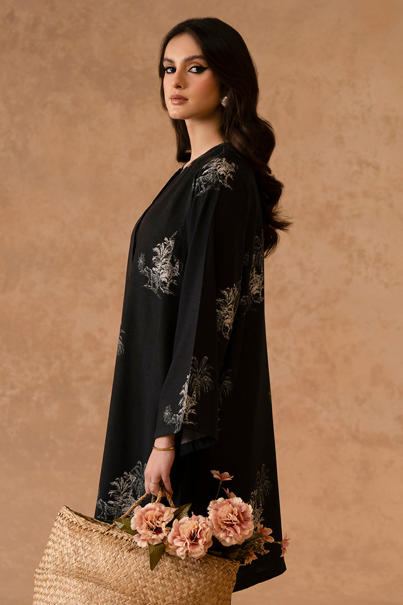 Midnight Mist 2-Piece Linen Printed Suit for Women - Breathable Summer Outfit for Casual Wear, Office & Special Occasions