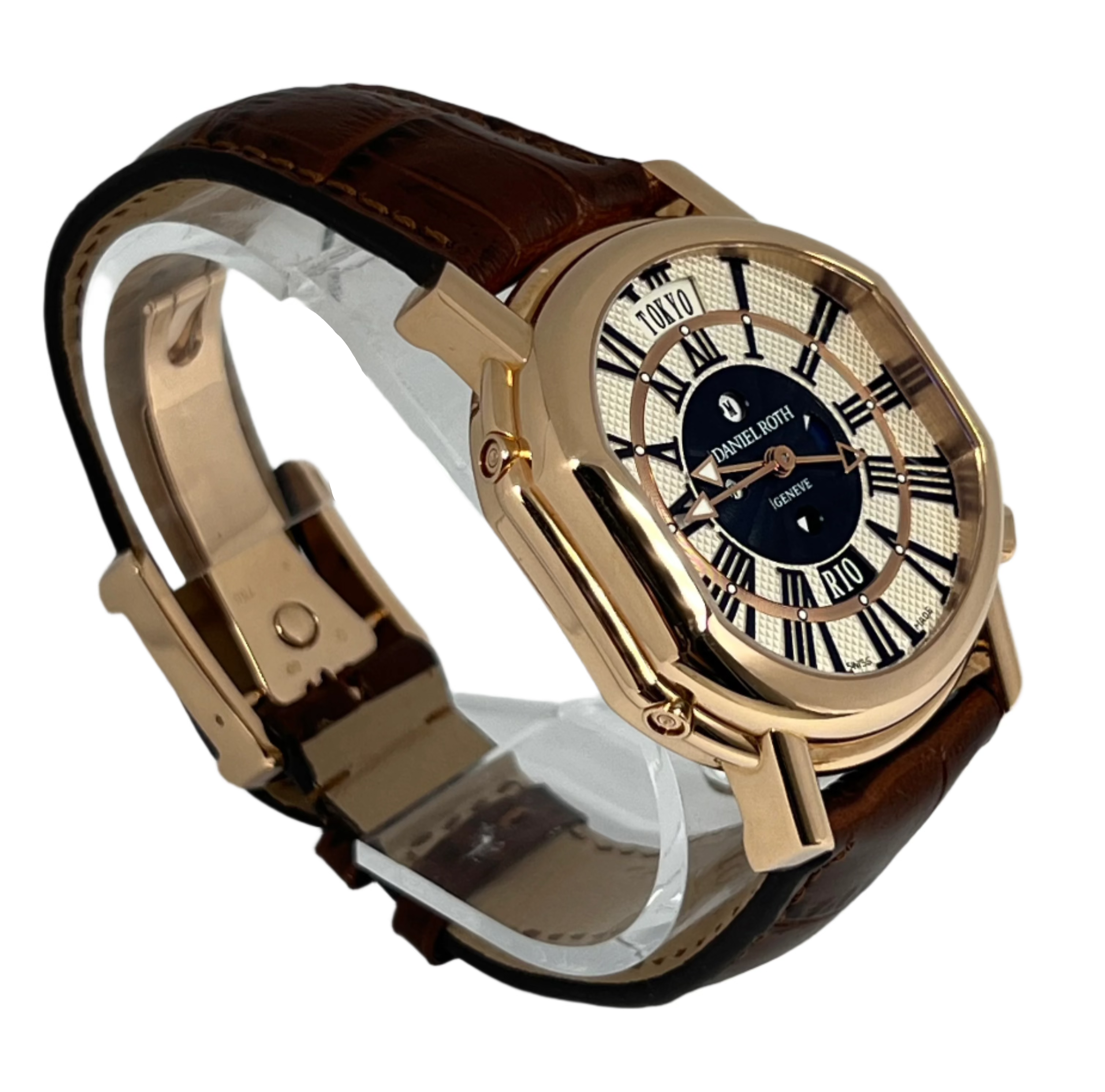 Daniel Roth Academie Metropolitan Dual Time 18K Rose Gold Men's Luxury Watch - Perfect for Business Travel & Formal Occasions