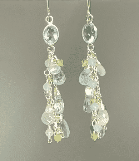 Blue Topaz & Peridot Sterling Silver Dangle Earrings for Women - Elegant Long Gemstone Jewelry for Party, Wedding & Special Occasions