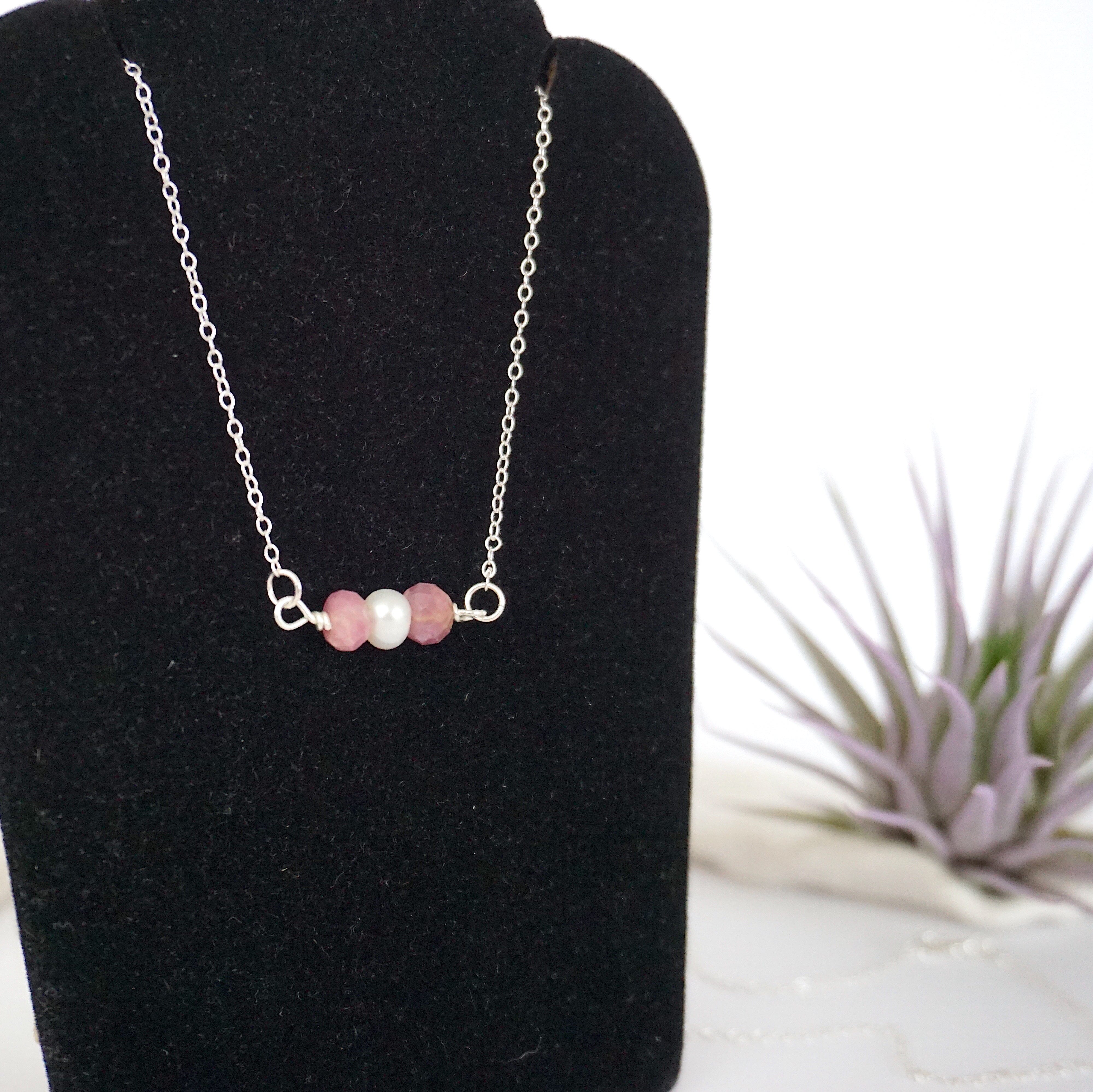 Elegant Ruby & Pearl Charm Necklace for Women - Perfect for Weddings, Parties & Special Occasions