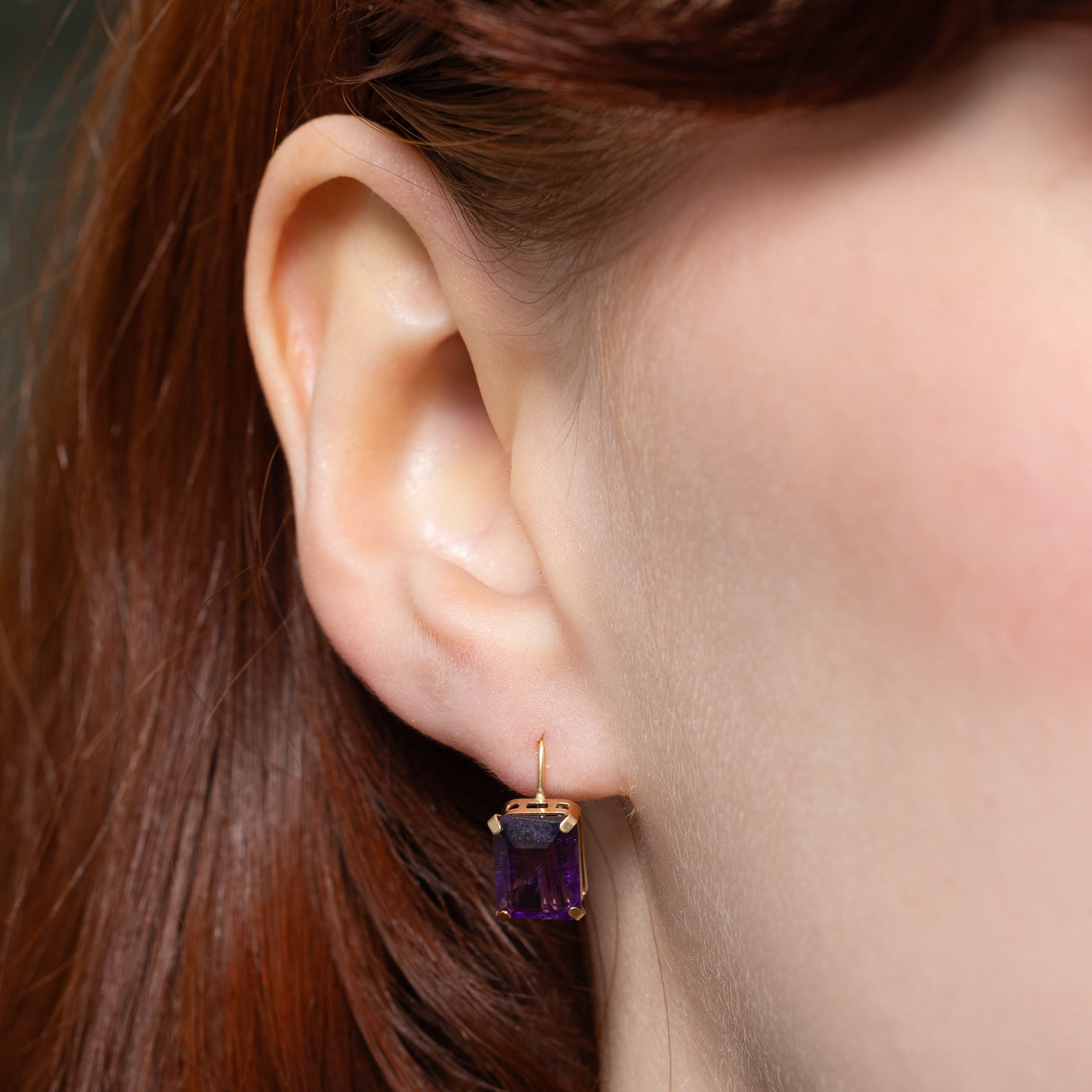 14K Gold Amethyst Drop Earrings for Women - 4.00ctw Genuine Gemstone Dangle Earrings - Elegant Jewelry Gift for Birthday, Anniversary & Special Occasions