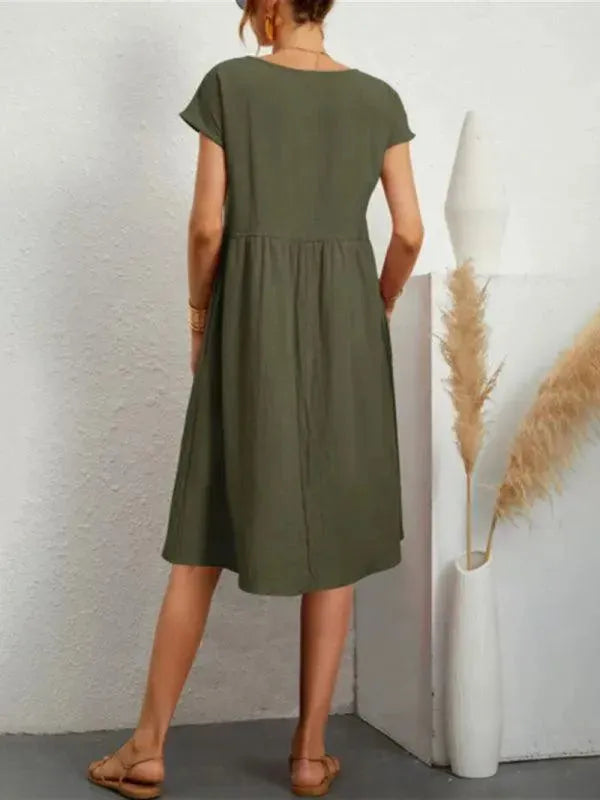 Breathable Loose Short Sleeve Summer Dress for Women - Flowy Casual Sundress for Beach, Vacation & Outdoor Activities