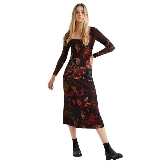 Desigual Women's Long Sleeve Flat Knit Dress - Stylish & Comfortable for Work, Date Night & Fall Fashion