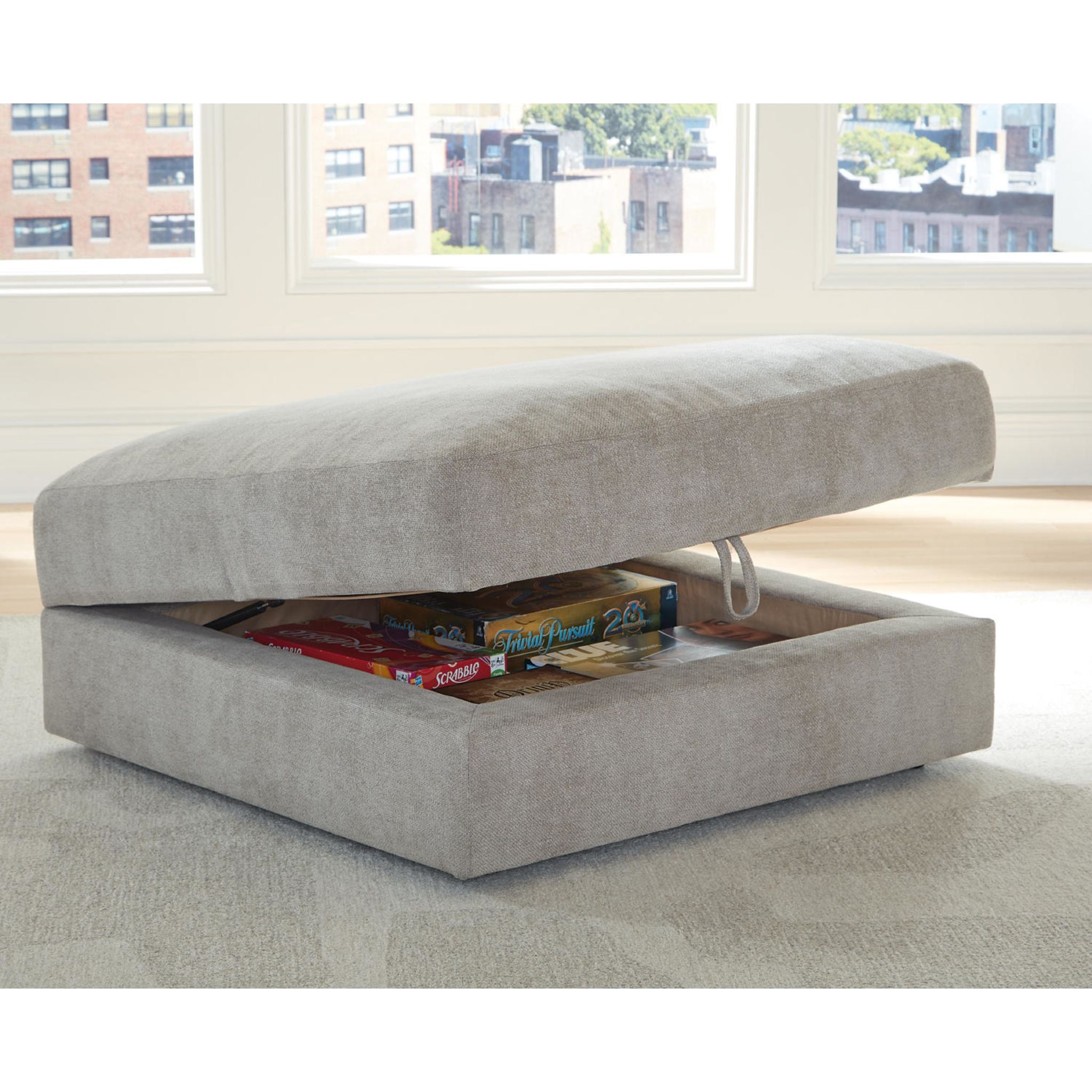 Aslan Court Storage Ottoman - Flax Upholstered Bench with Lift Top, Hidden Storage for Living Room, Bedroom, or Entryway - Perfect for Extra Seating & Home Organization