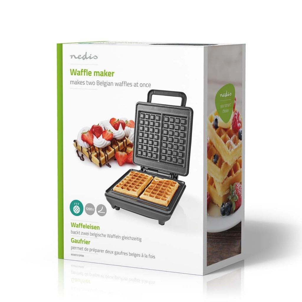 Belgian Waffle Maker - 22 x 12.5 cm - 1200W - Automatic Temperature Control - ABS/Aluminum - Perfect for Breakfast, Brunch & Family Gatherings