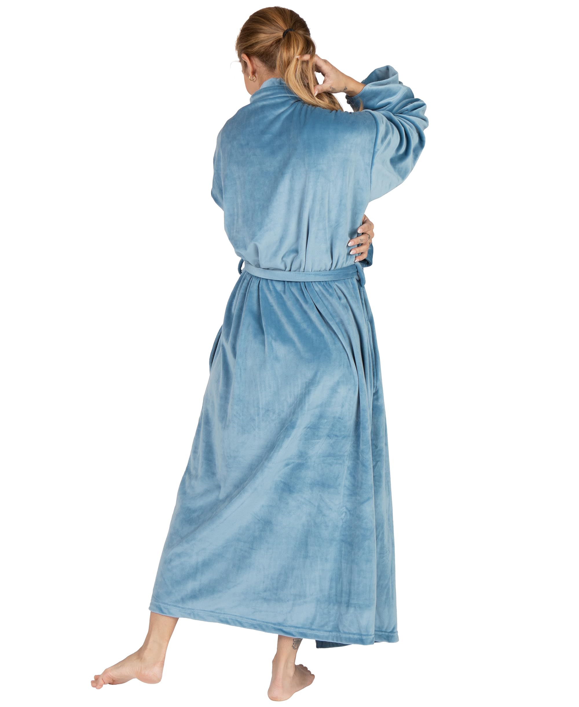 Premium Pure Fiber Cloud Soft Velour Robe for Women - Ultra Plush Luxurious Spa Bathrobe | Cozy Lounge Wear & Relaxing Home Wear | Perfect for Spa Days, After Bath, Yoga & Lounging