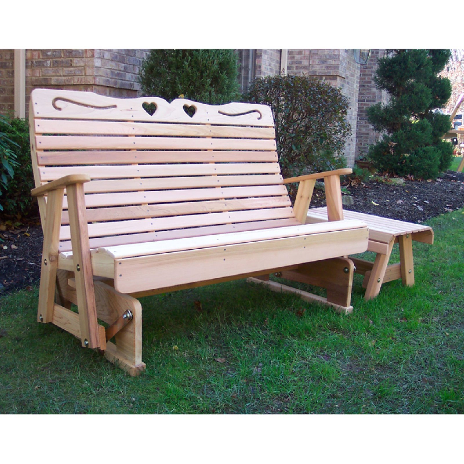 Premium Cedar Royal Country Hearts Rocking Glider - 5 Foot Outdoor Porch Swing with Comfortable Cushion | Perfect for Garden, Patio, Deck Relaxation & Country Home Decor