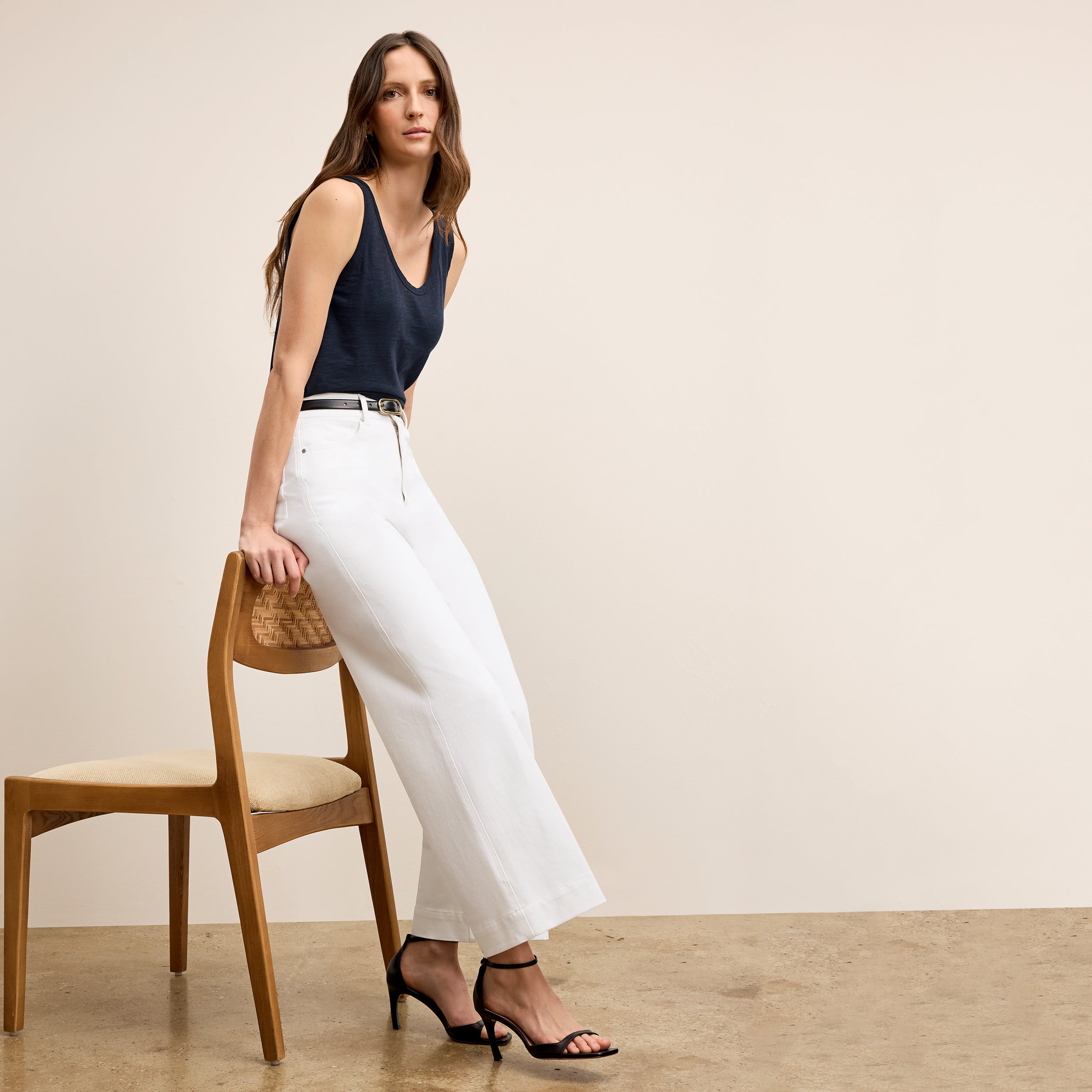 Milo Wide Leg Jeans for Women - Eco-Friendly Stretch Denim Pants in White | Comfortable & Sustainable Fashion for Casual Wear & Office Outfits
