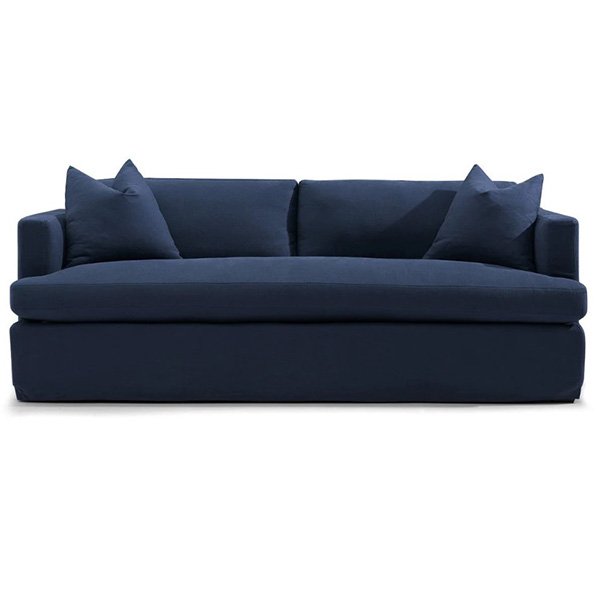 Birkshire 3-Seater Slipcover Sofa - Navy Linen Fabric - Perfect for Living Room, Family Room & Home Theater