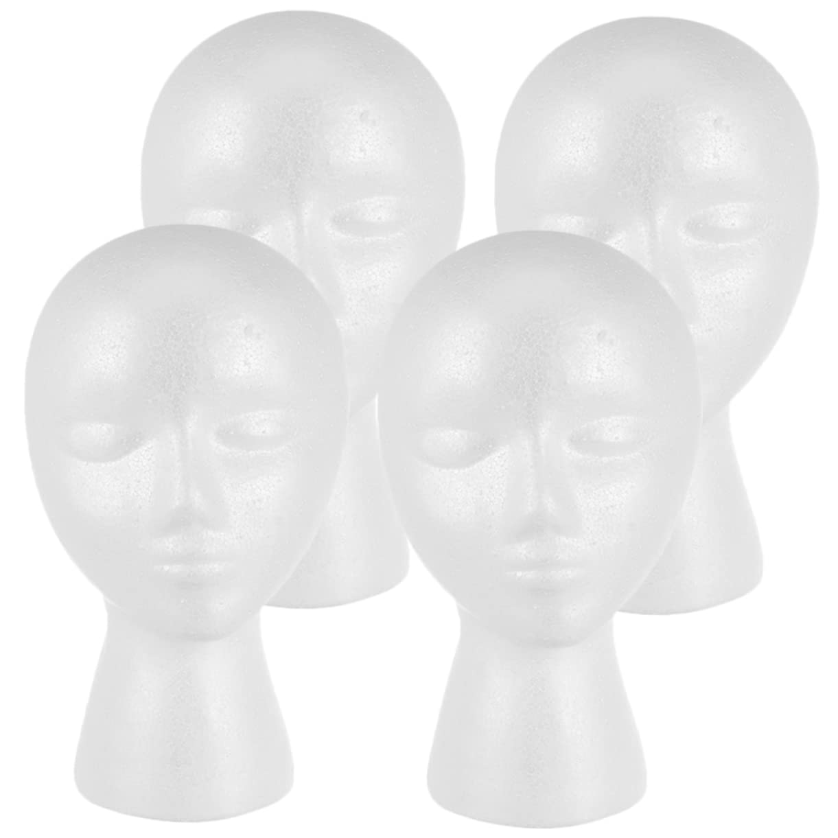 4pcs Black Foam Mannequin Heads for Wigs & Hats Display - Wig Stand, Hat Model, Glasses Holder for Salon, Cosmetology & Photography Use
