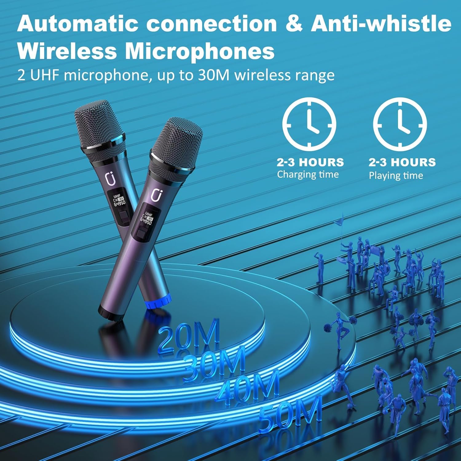 BOGO Free! HWWR Portable Bluetooth Karaoke Machine with 2 Wireless Mics - Party Speaker with Disco Lights for Outdoor Gatherings, Christmas Gifts | Perfect for Home Karaoke, Backyard Parties & Holiday Celebrations