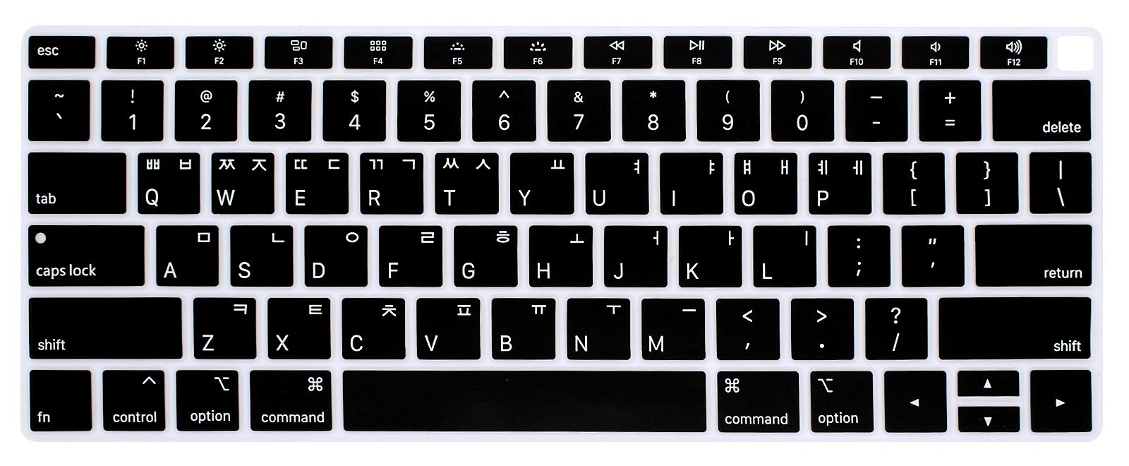 HRH Korean Language Silicone Keyboard Cover for MacBook Air 13 Inch (2018 Model A1932) - Retina Display & Touch ID - US Layout - Black - Protects from Dust & Spills for Office & Home Use