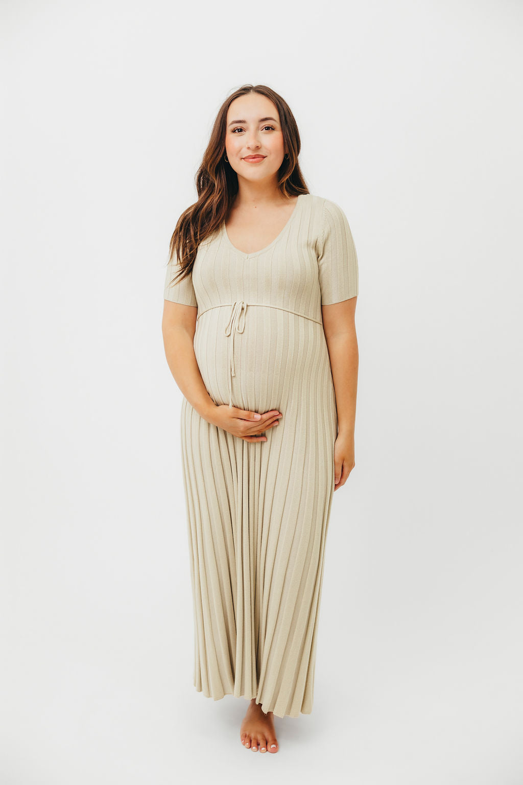 Oakley Ribbed Maxi Dress in Dusty Lime - Bump Friendly Maternity Dress for Pregnancy & Nursing | Perfect for Casual Outings, Baby Showers & Summer Events