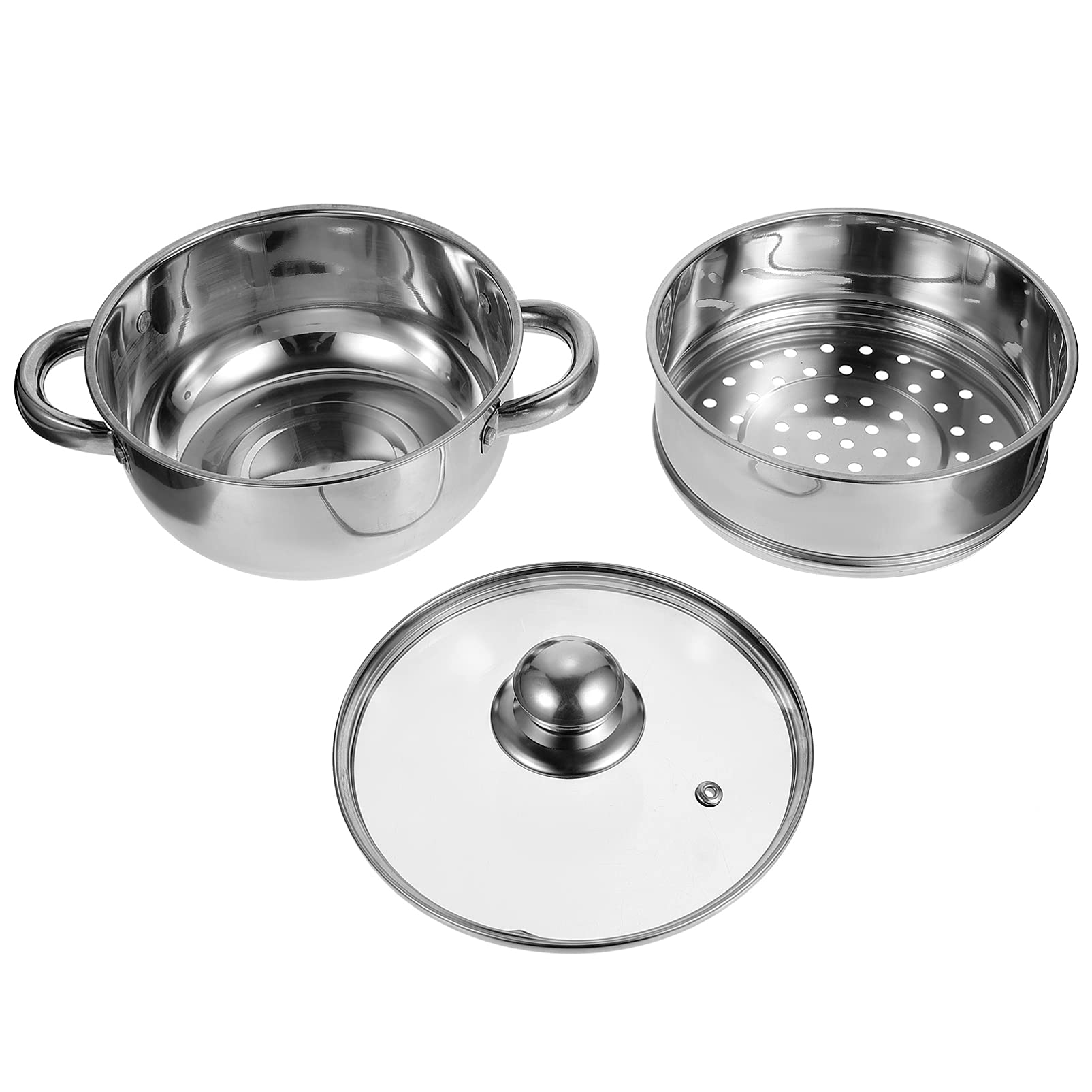 DOITOOL 2-Tier Stainless Steel Steamer Pot for Pasta, Vegetables & Buns - Large Size Food Steamer with Insert Lid - Perfect for Healthy Cooking, Meal Prep & Asian Cuisine