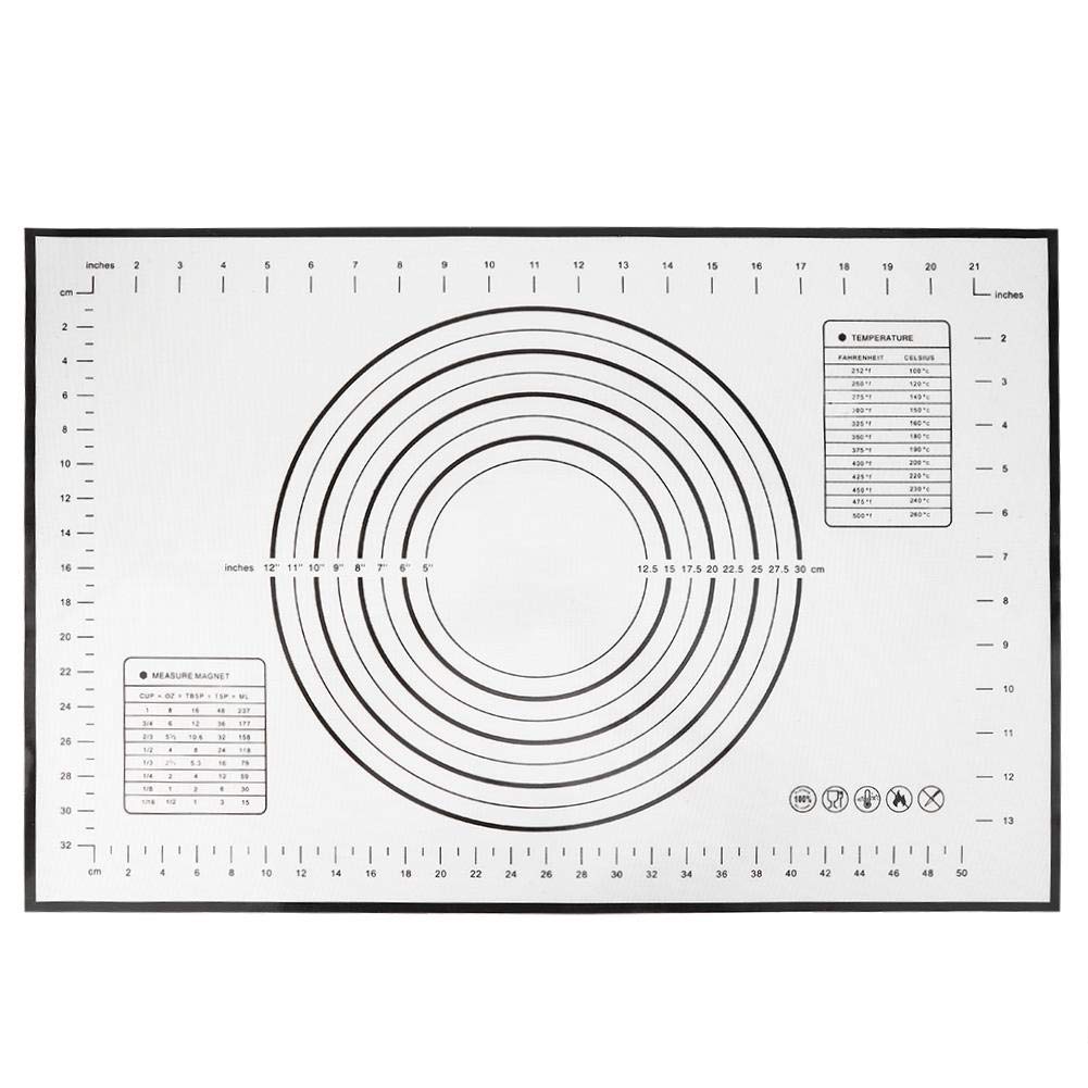 Non-Stick Silicone Baking Mat with Measurement Scales - Premium Rolling Kneading Dough Pad for Cookies, Pastries & Pizza Making - Perfect Kitchen Tool for Home Bakers (Black)
