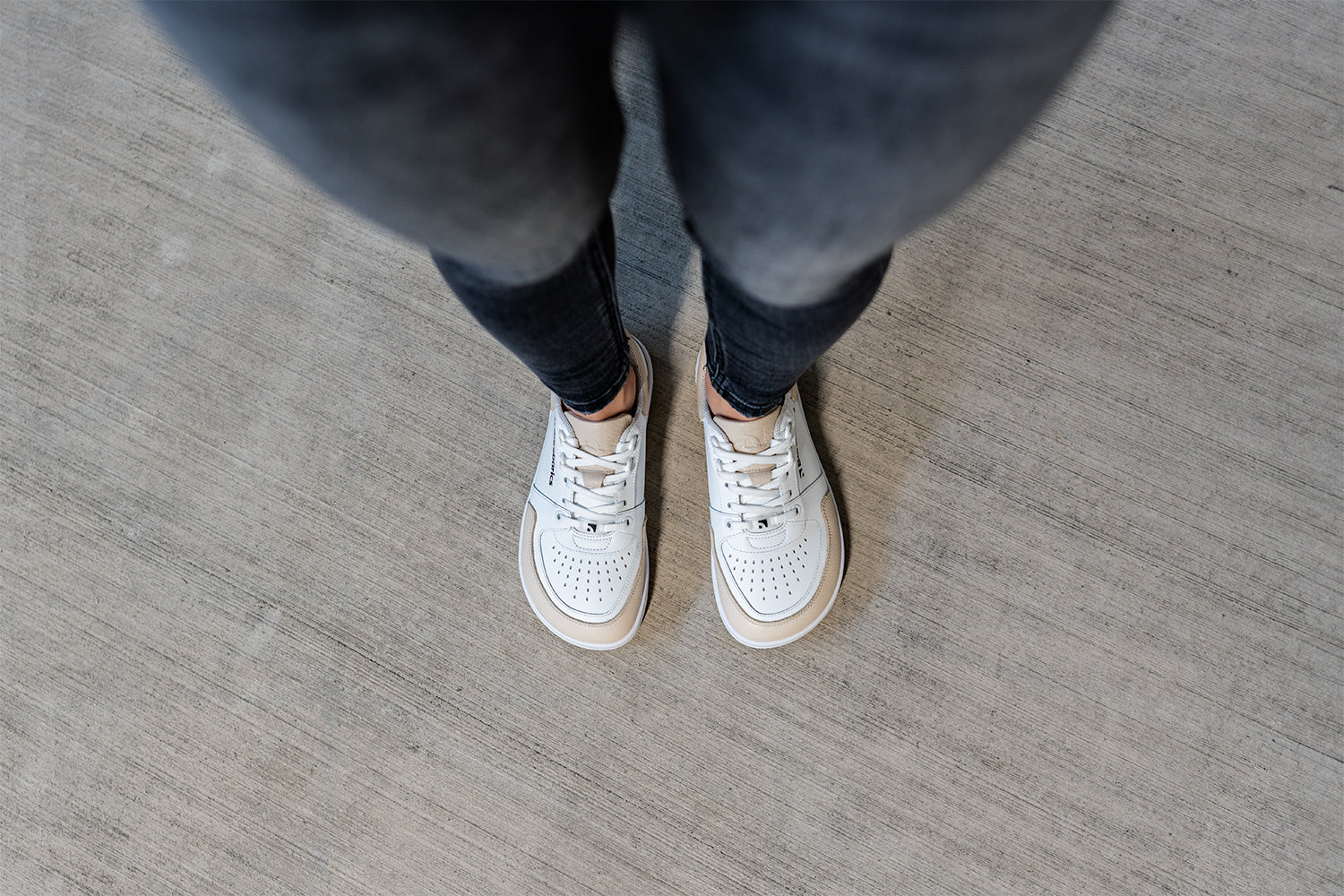 Barefoot Sneakers Barebarics Wave - White & Beige | Minimalist Zero Drop Shoes for Running, Walking & Gym | Lightweight & Flexible Barefoot Design