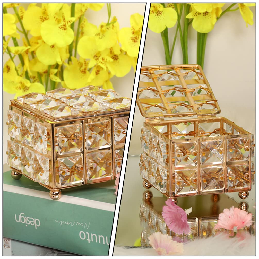 Happyyami Elegant Square Jewelry Box with Lid - Stylish Jewelry Storage Organizer for Girls, Women | Perfect for Home Decor, Vanity Table, Gift Giving & Travel Accessories