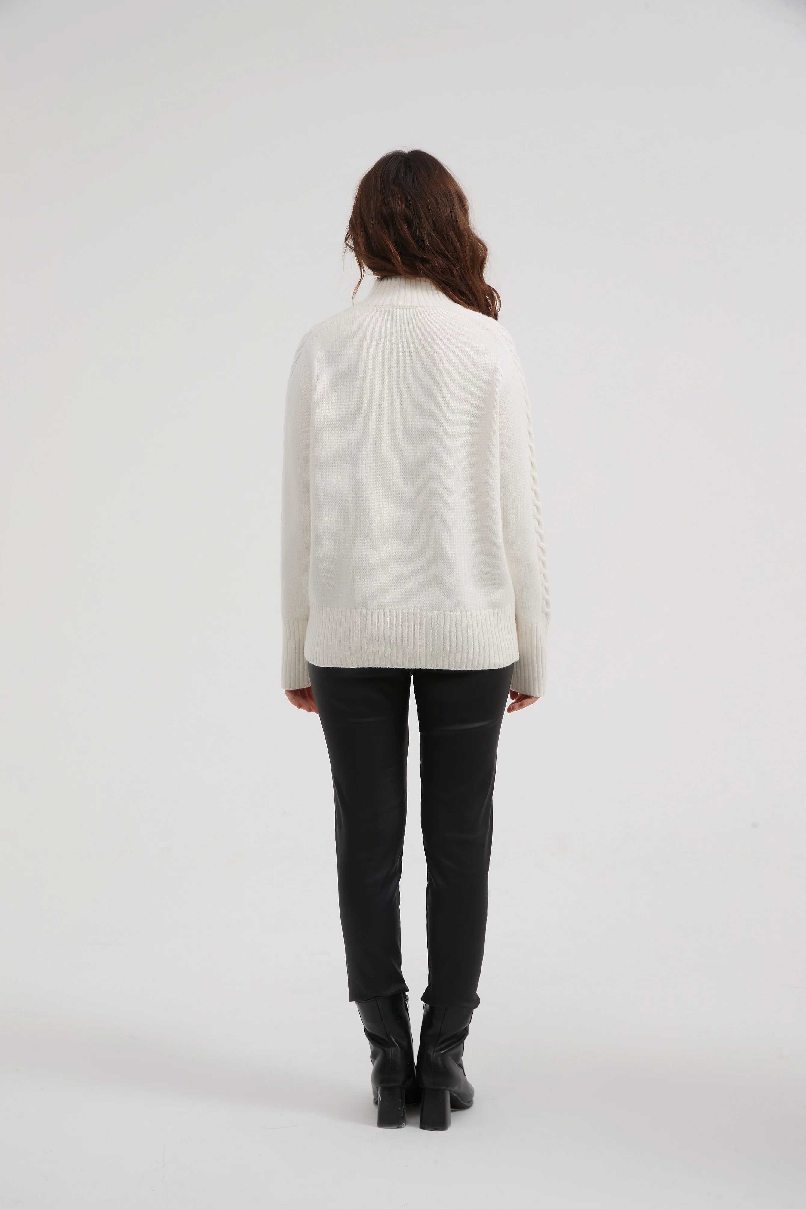 Cable Knit Sleeve Sweater in Ivory - Perfect for Fall Layering & Cozy Winter Outfits