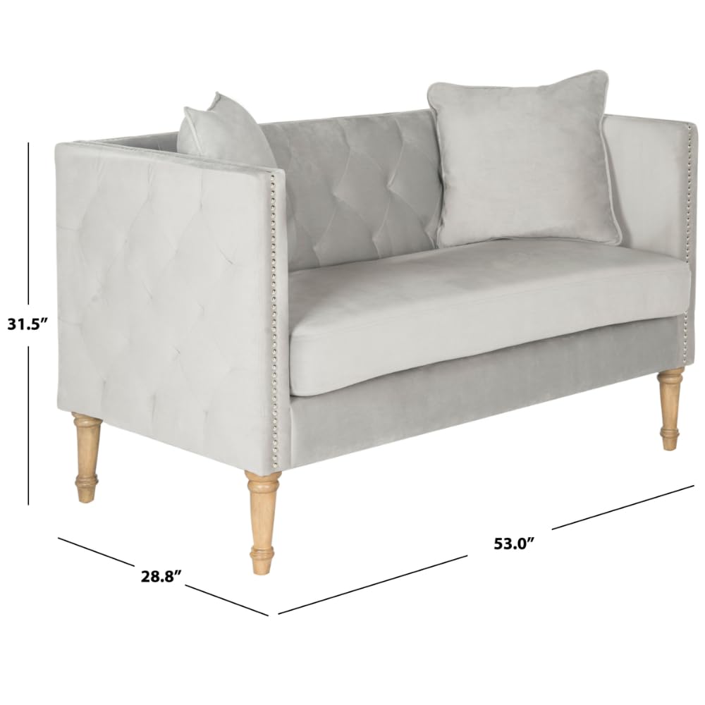 Safavieh Sarah Grey & Espresso Sette 3-Piece Living Room Furniture Set - Modern Sofa, Loveseat & Chair for Home Decor | Perfect for Apartments, Living Rooms & Office Spaces