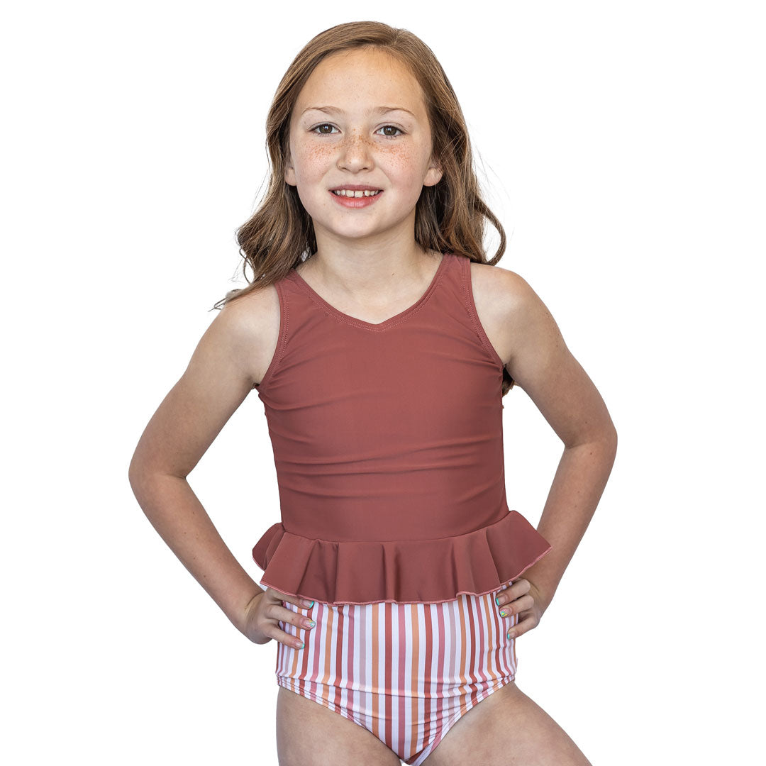 Girls V Neck Peplum Tankini Top - Stylish Swimwear for Beach, Pool & Summer Vacations