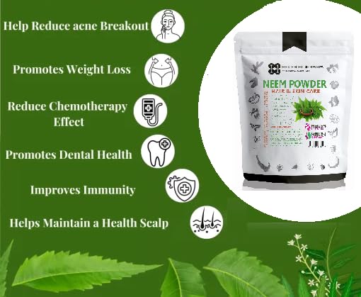 Organic Neem Powder (Azadirachta indica) for Skin & Hair Care - 200g Pure Natural Face Mask & Scalp Treatment | Acne, Dandruff Relief | DIY Beauty & Ayurvedic Remedies for Healthy Skin & Hair