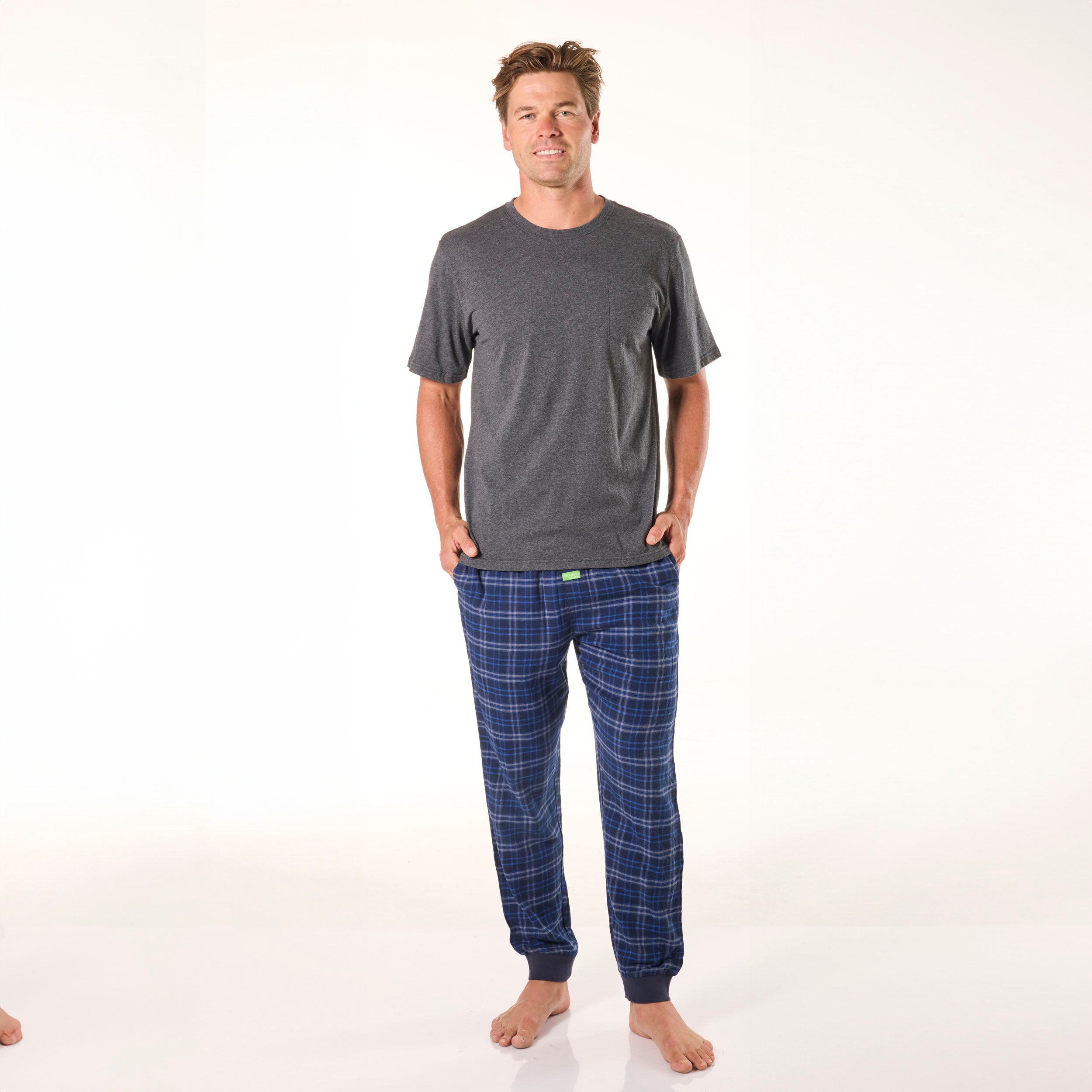 Men's Relaxed Fit Cotton Sleep T-Shirt - Dark Grey Marle for Comfortable Nightwear & Lounge Wear at Home