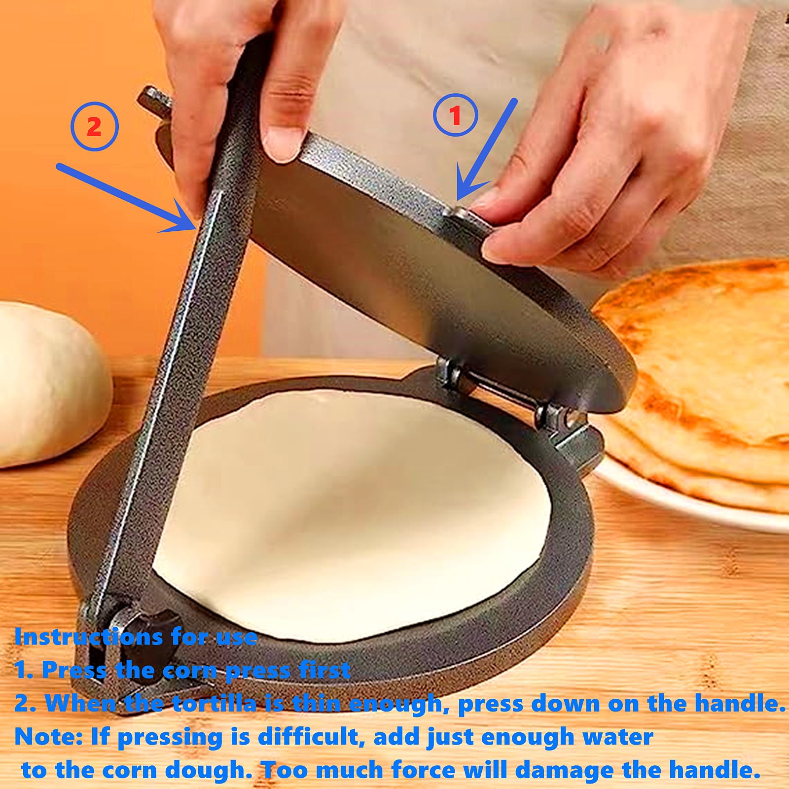 6.5 Inch Black Aluminum Tortilla Press - Heavy Duty Cast Alloy Tortilla Maker for Homemade Pancakes, Crepes & Flapjacks | Perfect for Mexican Cuisine, Breakfast & Family Cooking
