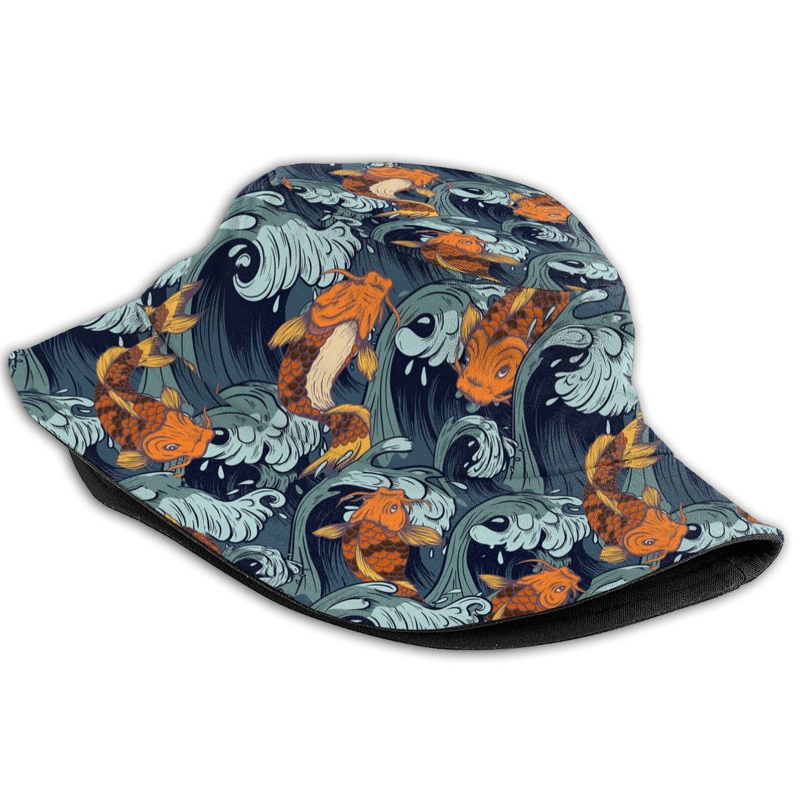 Stylish Goldfish Bucket Hat for Women & Girls - Cute Fish Design Wide Brim Sun Hat for Beach, Summer & Outdoor Activities | UV Protection Fashion Accessory