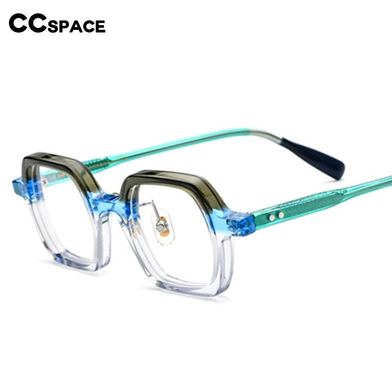 CCspace Unisex Full Rim Small Irregular Square Acetate Eyeglasses 54705 - Lightweight Retro Frame for Men & Women - Perfect for Reading, Work, and Fashion Accessories