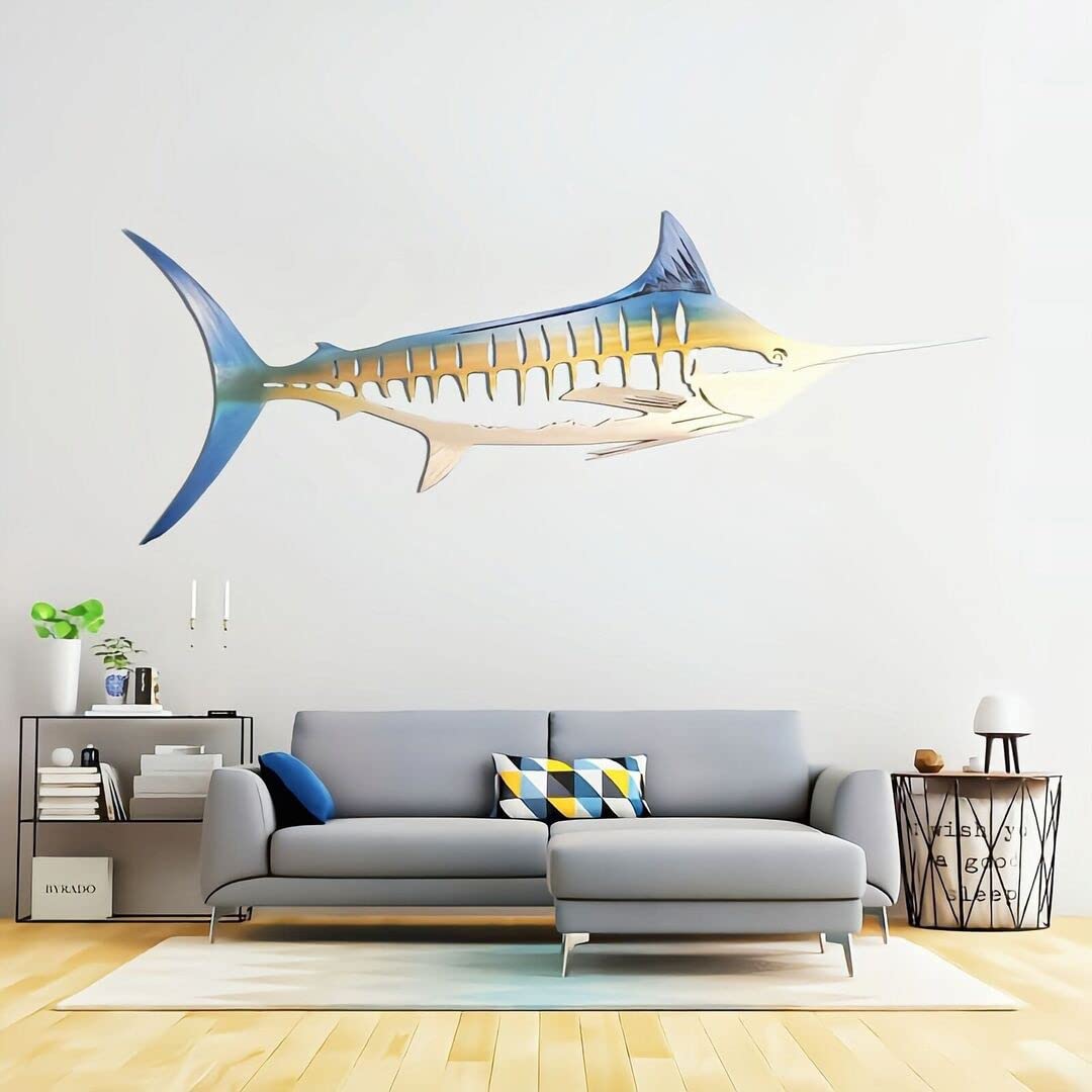WABHDN Metal Shark Wall Art Sculpture - Handcrafted Ocean Fish Statue for Indoor & Outdoor Decor - Perfect for Bedroom, Living Room, Office & Beach House Wall Decor