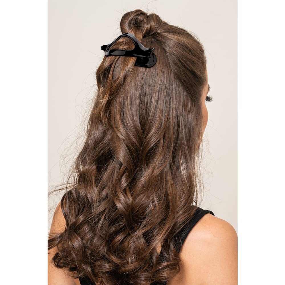 Black Hair Barrettes - Alligator Claw Clips for Thin Hair | 3-Pack French Lay Down Duck Billed Hair Clips | Perfect for Women, Girls & Daily Hairstyling