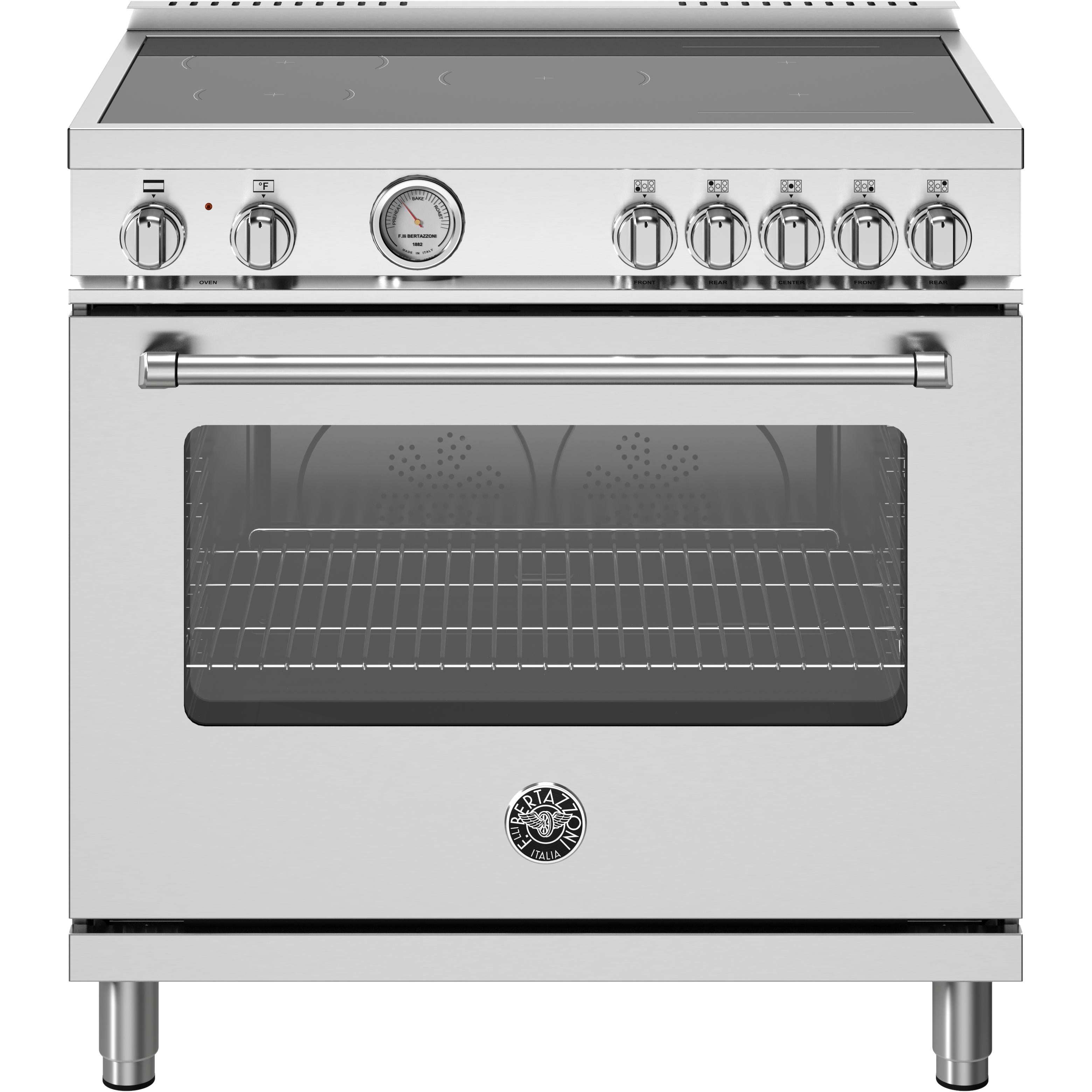 Bertazzoni 36 Inch Freestanding Induction Range MAS365INMXV - Professional Stainless Steel Cooktop with 5 Burners for Modern Kitchens | Perfect for Home Chefs & Entertaining