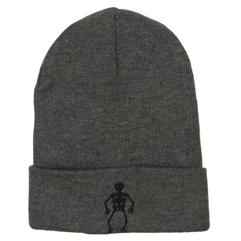 Halloween Skeleton Embroidered Beanie Hat - Warm Long Skull Knit Cap for Men & Women - Perfect for Halloween Costumes, Cosplay, and Winter Outfits