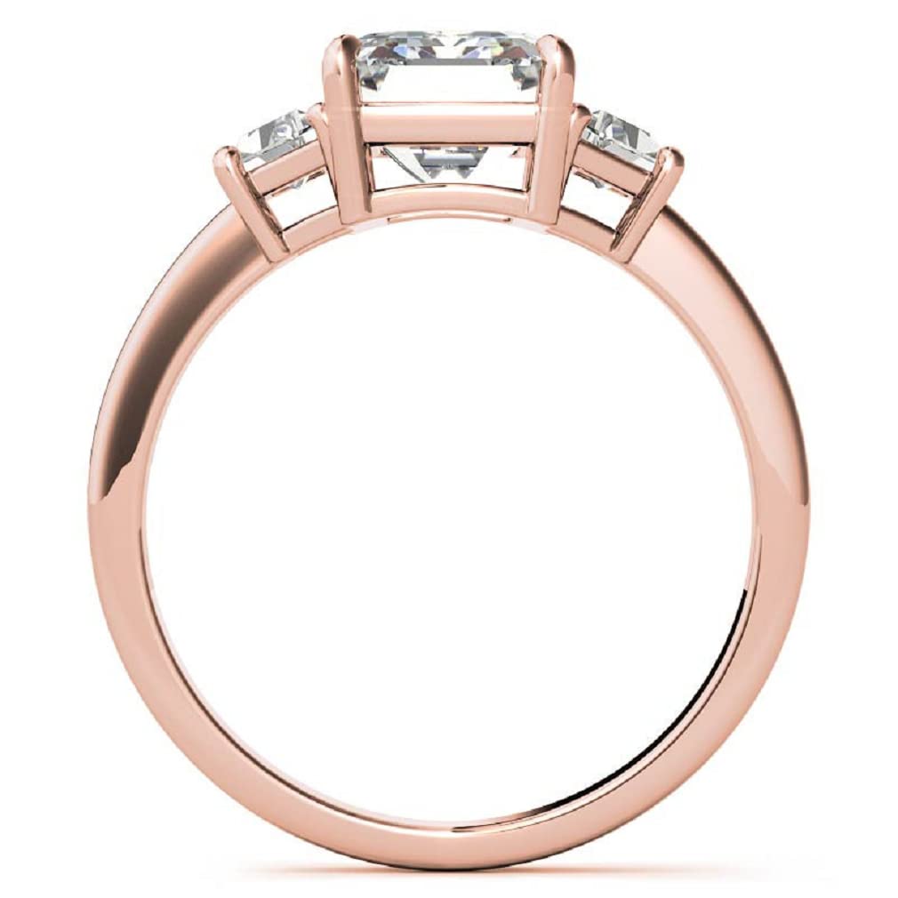 10K Solid Rose Gold Handmade Engagement Ring - 2.0 CT Emerald Cut Moissanite Diamond Solitaire Wedding Band for Women - Perfect for Proposals, Anniversaries & Bridal Jewelry Gifts