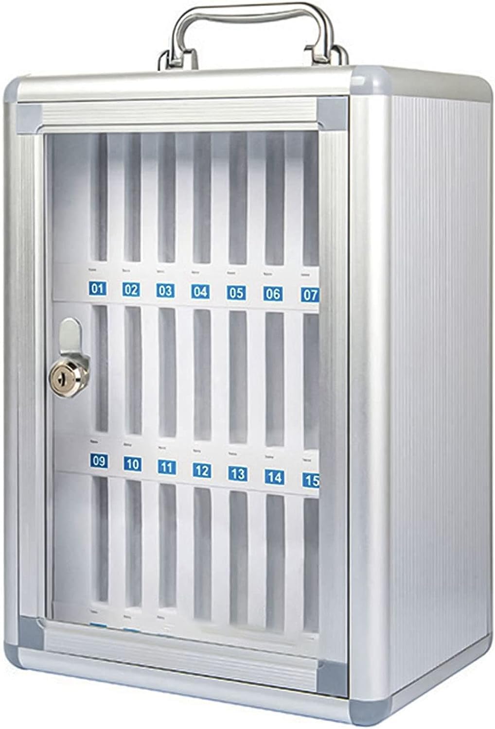 24-Slot Lockable Wall-Mounted Phone Storage Cabinet - Secure Cell Phone Holder for Classroom, Office & Retail Use | Durable Metal Storage Box with Key Lock for Organized Device Management