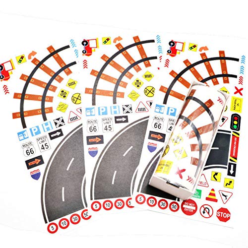 Road & Railway Washi Tape Set with 160 Road Sign Stickers - DIY Scrapbooking, Journaling, Planner Decoration for Kids & Adults - Perfect for Craft Projects, Bullet Journals, and School Supplies
