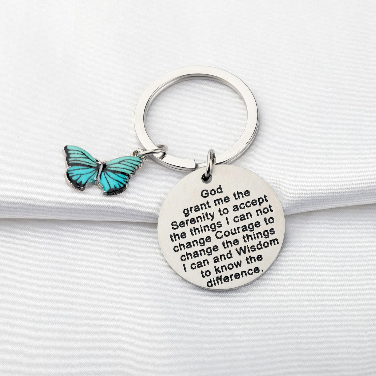 FUSTMW AA Serenity Prayer Keychain - Inspirational Sobriety Gift for Addiction Recovery, Alcoholics Anonymous & NA Support - Perfect for Sober Anniversaries, 12-Step Meetings & Encouragement Gifts