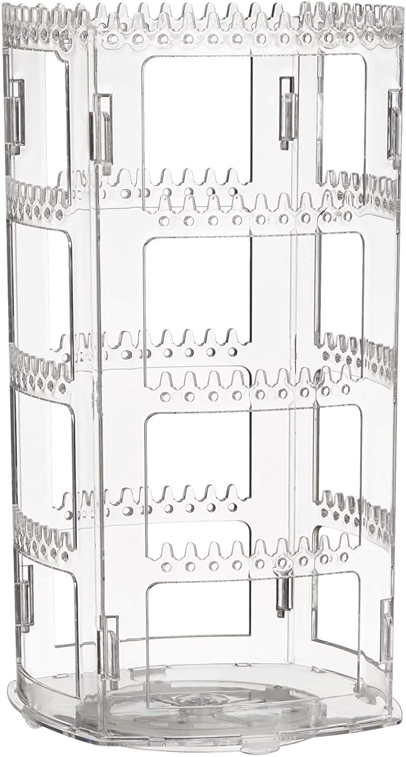 360° Rotating Acrylic Earring Holder & Jewelry Organizer - ETIASQSA Display Stand for Studs, Hoops, Dangle Earrings | Perfect for Bedroom Vanity, Travel & Gift Giving