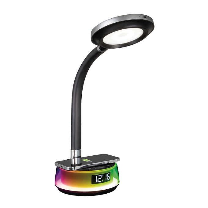 Ott-Lite LED Desk Lamp with Wireless Charging - Space Themed Rainbow Color Changing Base for Home Office, Gaming & Study Room Decor