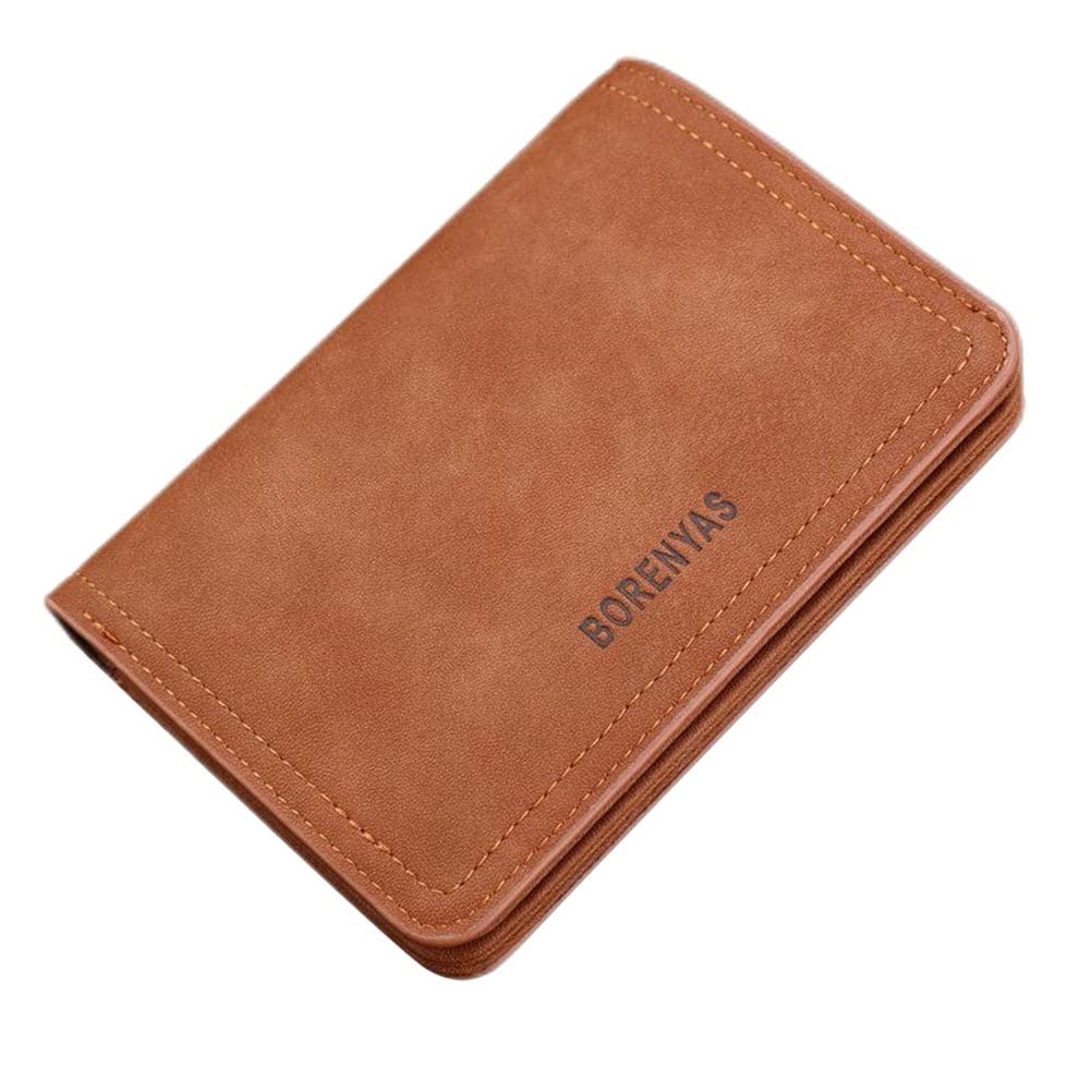 LUOZZY Genuine Leather Slim Wallet for Men - RFID Blocking Minimalist Front Pocket Wallet - Coffee Brown (Perfect for Everyday Carry, Travel & Business)