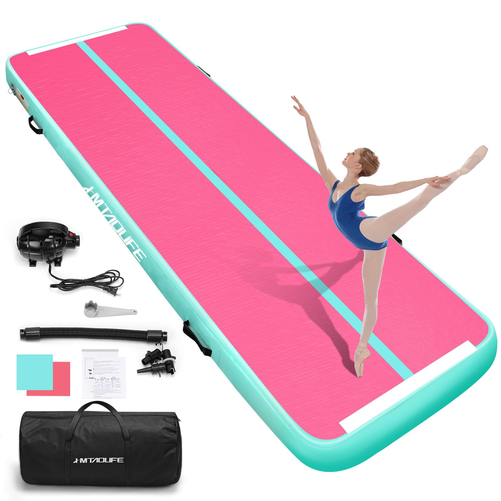 Inflatable Gymnastics Air Roller Barrel - Tumbling Mat for Yoga, Cheerleading & Backbend Training - Portable Home Gym Equipment for Kids & Adults - Perfect for Fitness, Stretching & Somersault Practice