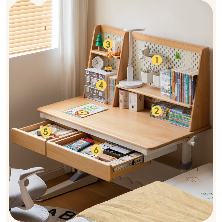 Solid Beech Wood Adjustable Lift Study Desk - Perfect for Home Office, Reading & Writing Workspace