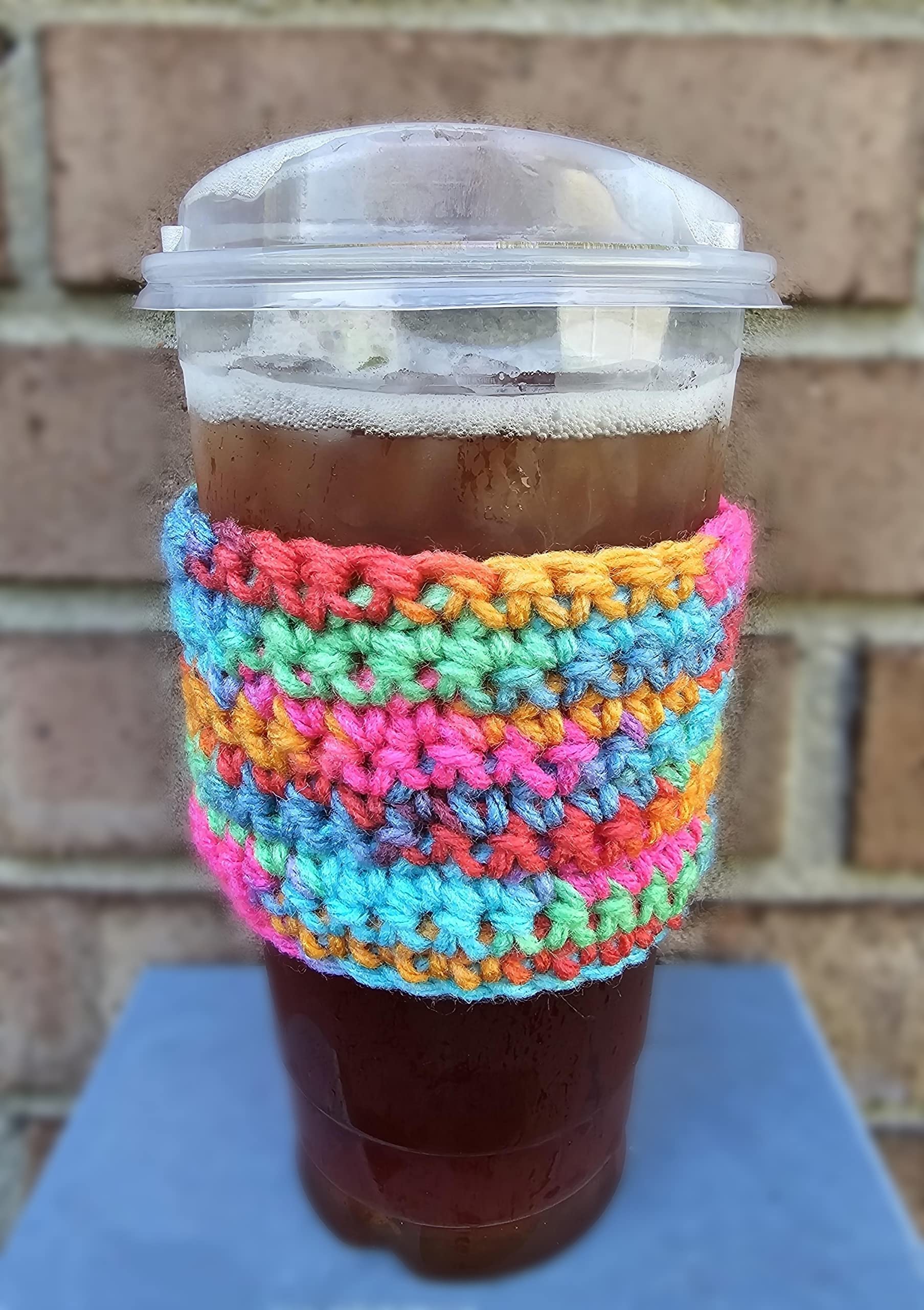 Insulated Crochet Cup Sleeve for Hot & Cold Drinks - Reusable Coffee & Tea Holder Cozy, Large Size | Perfect for Coffee Shops, Office Commute & Travel