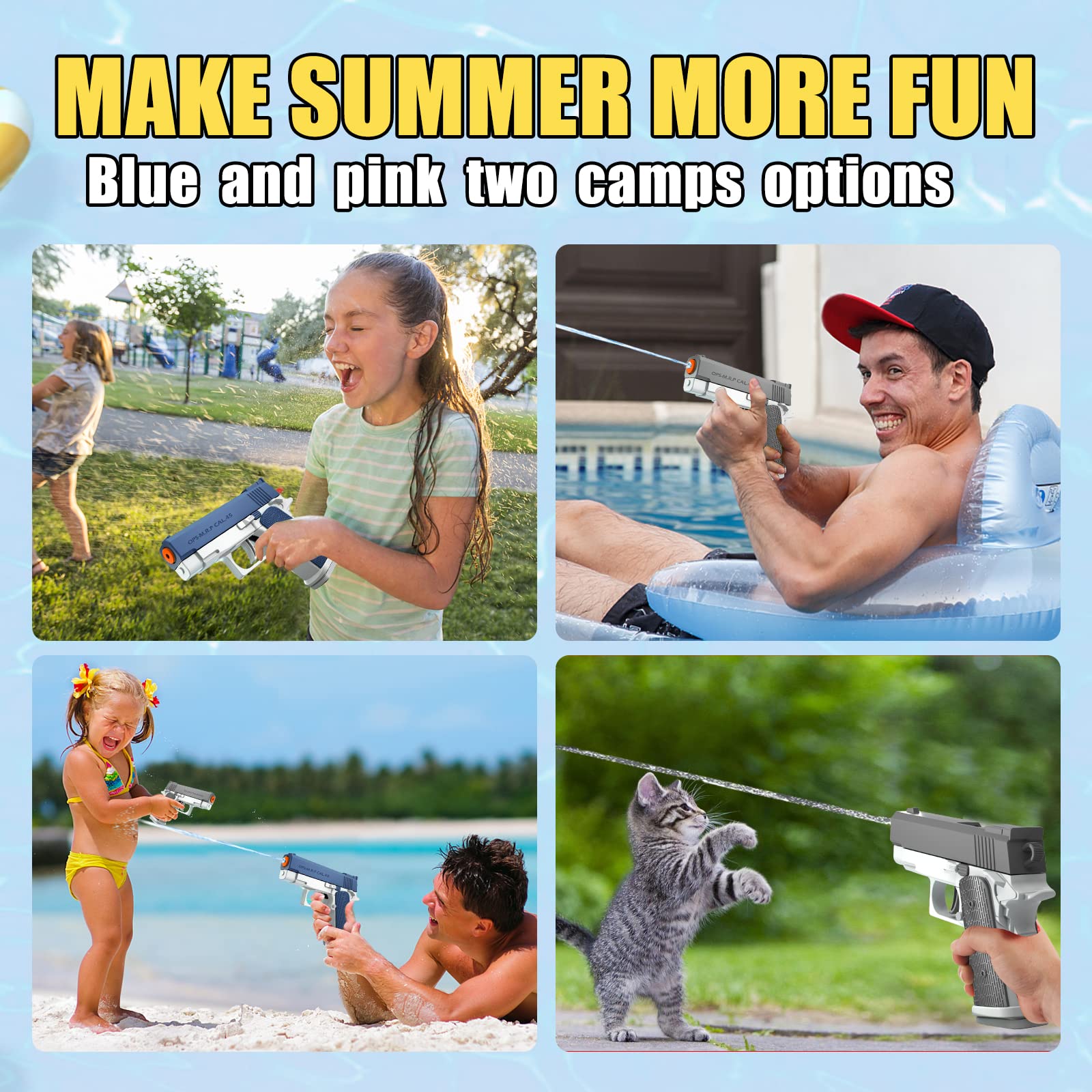 2 Pack Water Guns for Kids - 100CC Capacity Squirt Guns & Water Blasters, Outdoor Water Toys for Boys & Girls - Perfect for Pool, Beach, Summer Fun & Birthday Gifts (Blue & Gray)