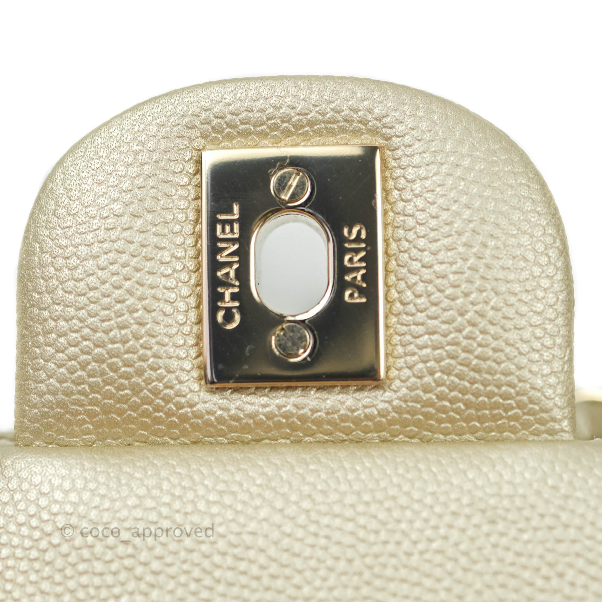 Chanel Classic Medium Double Flap Bag in Light Gold Caviar Leather with Gold Hardware | Luxury Designer Handbag for Women | Perfect for Work, Evening Events & Special Occasions