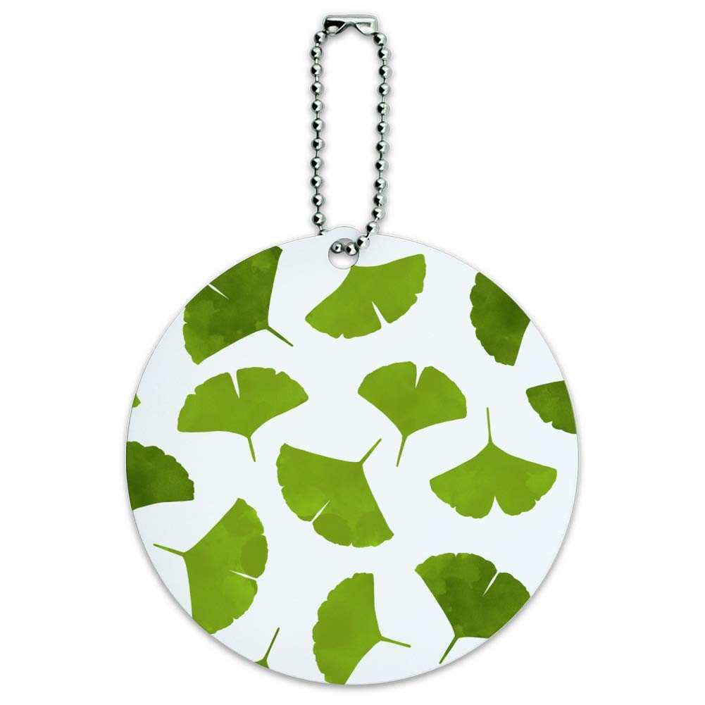 Premium Ginkgo Biloba Leaf Pattern Round Luggage ID Tag - Durable Suitcase & Carry-On Baggage Identifier - Perfect for Travel, Business Trips & Vacation Packing Organization